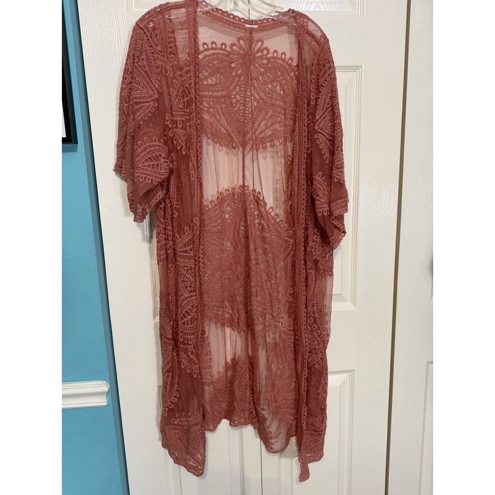 No Brand Boho Duster Floral Pattern Open Front